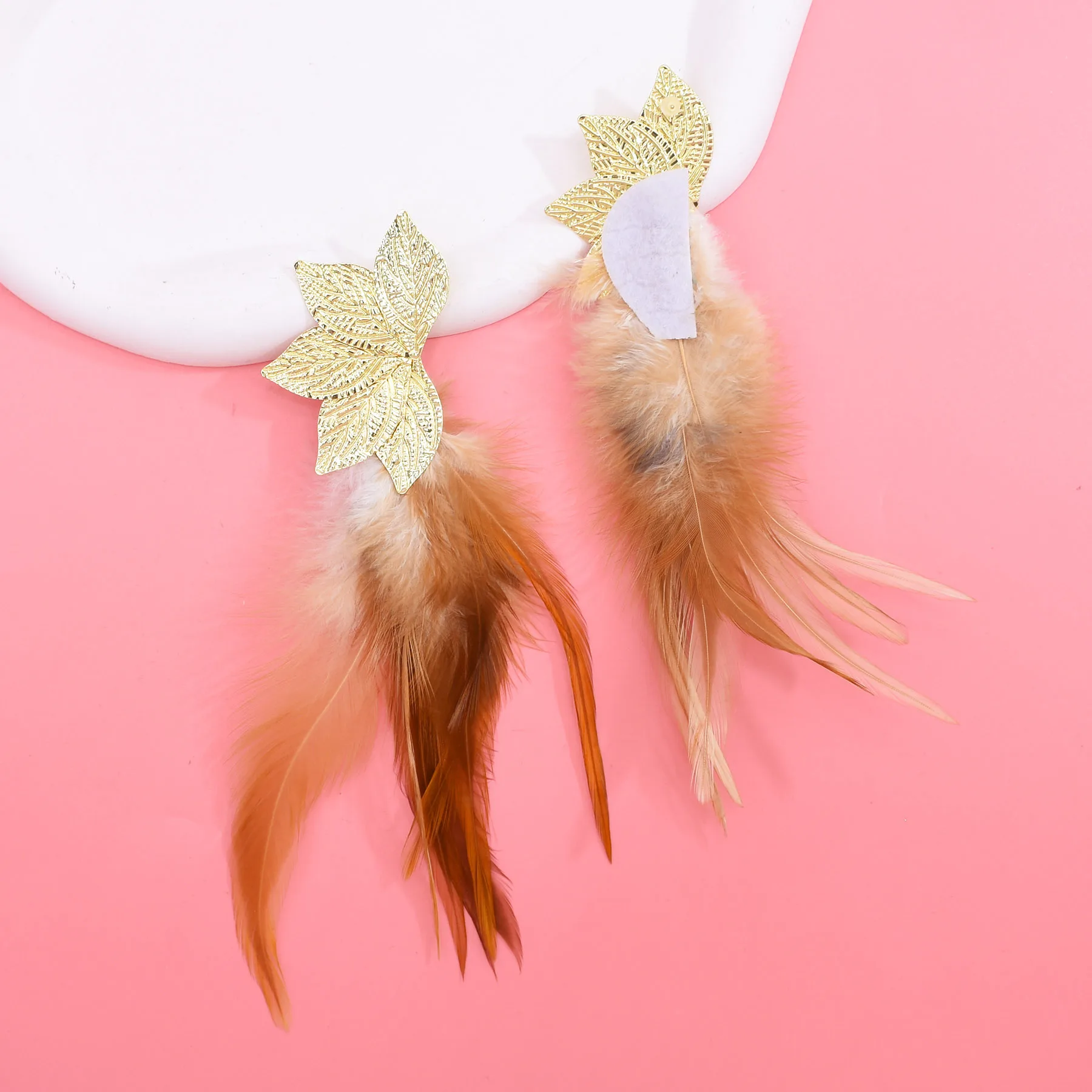 Bohemian Brown Blue Feather Tassel Earrings For Women New Indian Ethnic Long Drop Earrings Fashion Retro Christmas Jewelry