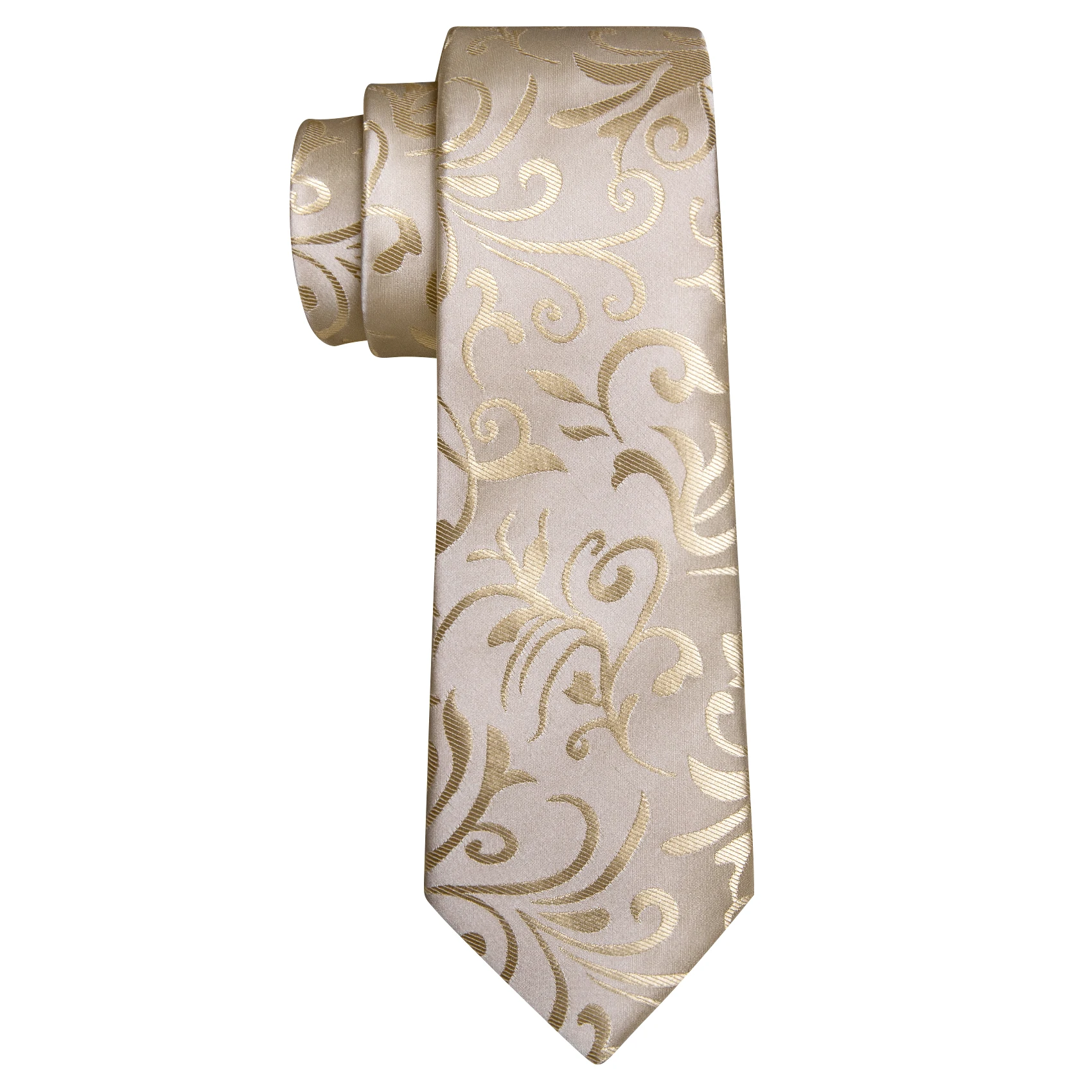 Fashion White Mens Wedding Tie Hanky Set Barry.Wang Designer Paisley Beige Floral Neckties For Male Gift Party Groom silk Office