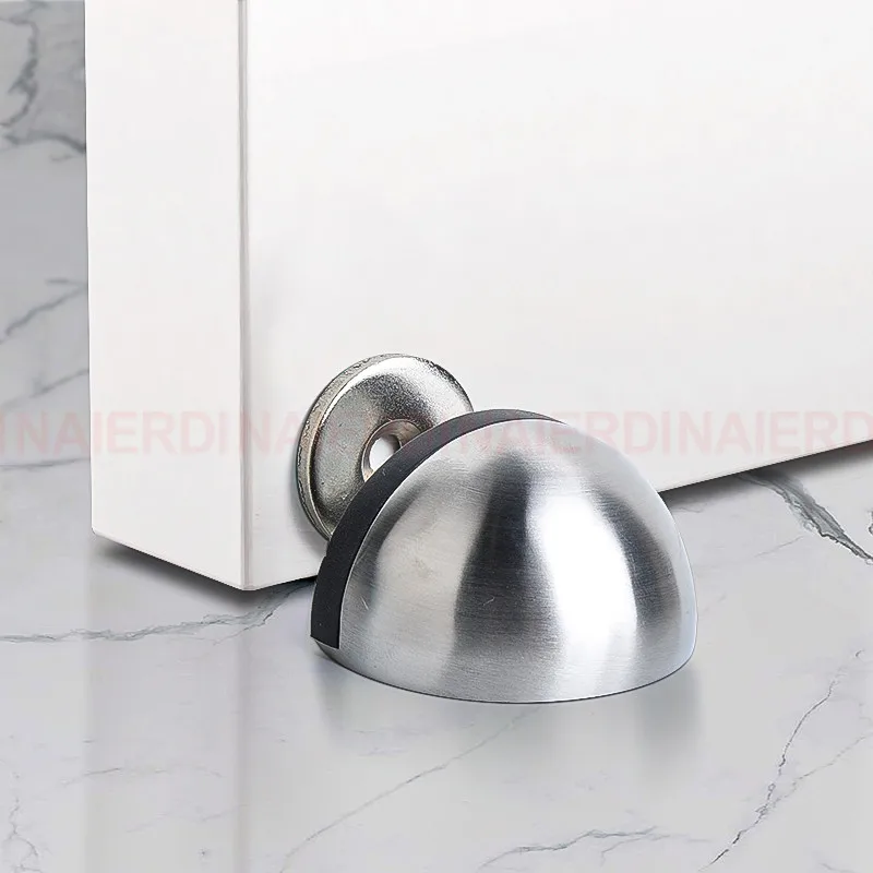NAIERDI Magnet Door Stops Stainless Steel Door Holder Silver Magnetic Door Stopper Non-punch Doorstop Furniture Door Hardware