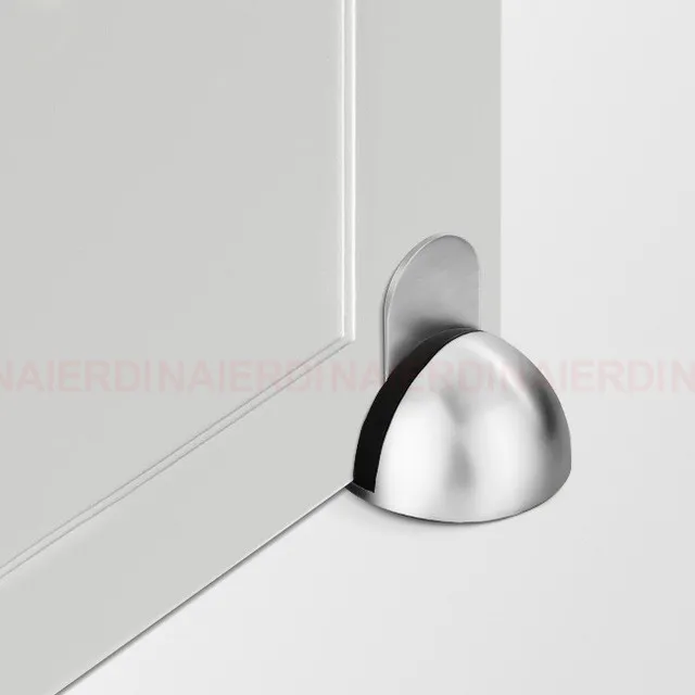 NAIERDI Magnet Door Stops Stainless Steel Door Holder Silver Magnetic Door Stopper Non-punch Doorstop Furniture Door Hardware