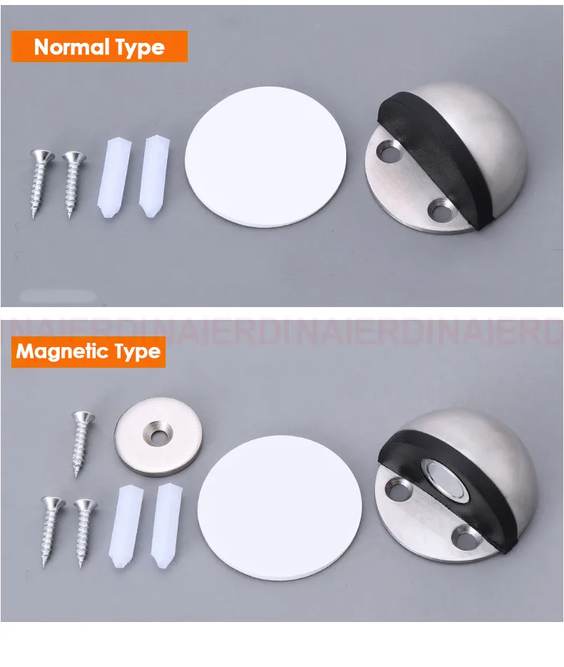 NAIERDI Magnet Door Stops Stainless Steel Door Holder Silver Magnetic Door Stopper Non-punch Doorstop Furniture Door Hardware
