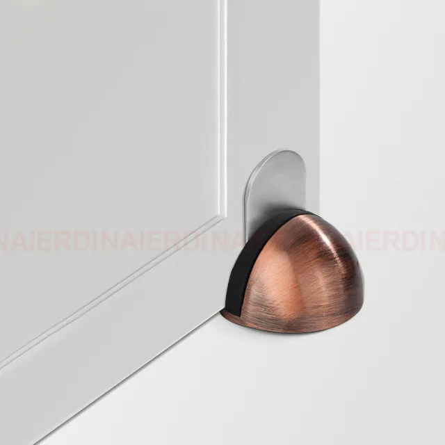 NAIERDI Magnet Door Stops Stainless Steel Door Holder Silver Magnetic Door Stopper Non-punch Doorstop Furniture Door Hardware