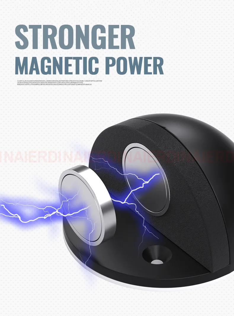 NAIERDI Magnet Door Stops Stainless Steel Door Holder Silver Magnetic Door Stopper Non-punch Doorstop Furniture Door Hardware