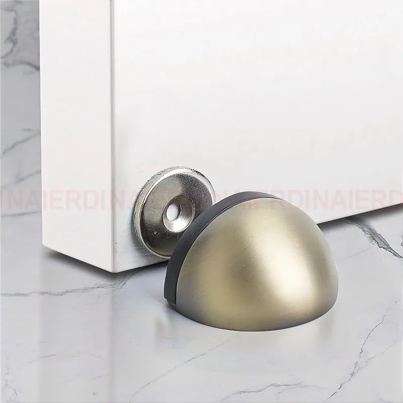NAIERDI Magnet Door Stops Stainless Steel Door Holder Silver Magnetic Door Stopper Non-punch Doorstop Furniture Door Hardware