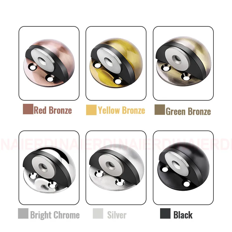 NAIERDI Magnet Door Stops Stainless Steel Door Holder Silver Magnetic Door Stopper Non-punch Doorstop Furniture Door Hardware