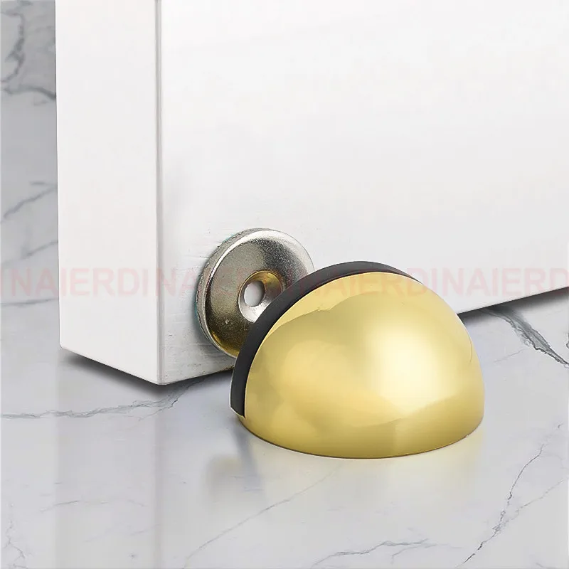 NAIERDI Magnet Door Stops Stainless Steel Door Holder Silver Magnetic Door Stopper Non-punch Doorstop Furniture Door Hardware