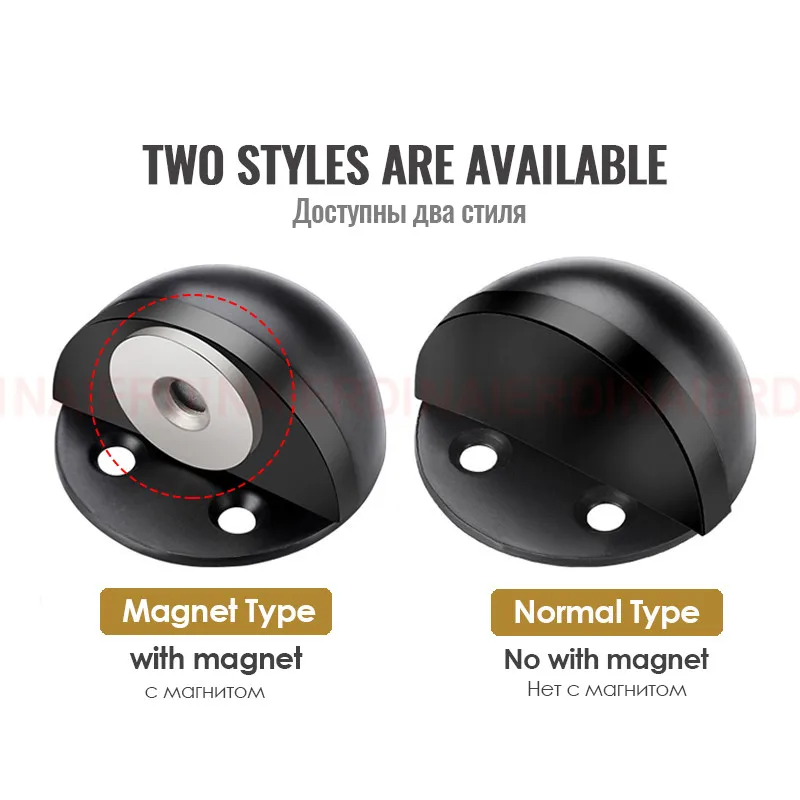 NAIERDI Magnet Door Stops Stainless Steel Door Holder Silver Magnetic Door Stopper Non-punch Doorstop Furniture Door Hardware