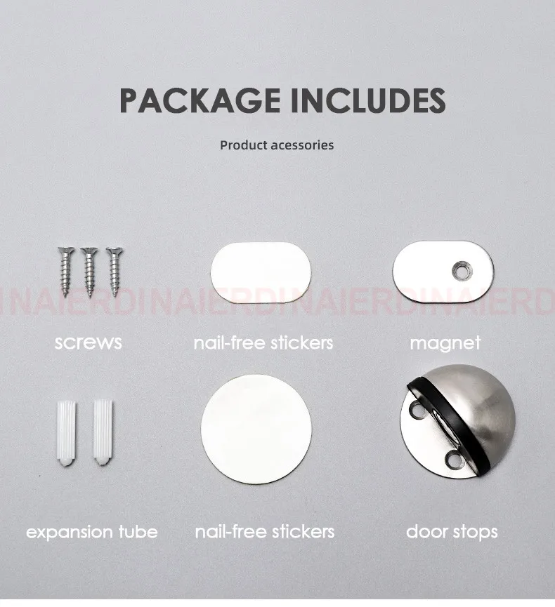 NAIERDI Magnet Door Stops Stainless Steel Door Holder Silver Magnetic Door Stopper Non-punch Doorstop Furniture Door Hardware