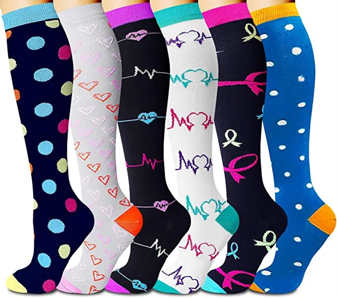 3/6/7/8 Pairs Lot Pack Women Men Elastic Sports Climbing Cycling Beautiful Leg Compression Socks Stockings Running Nurse Sox