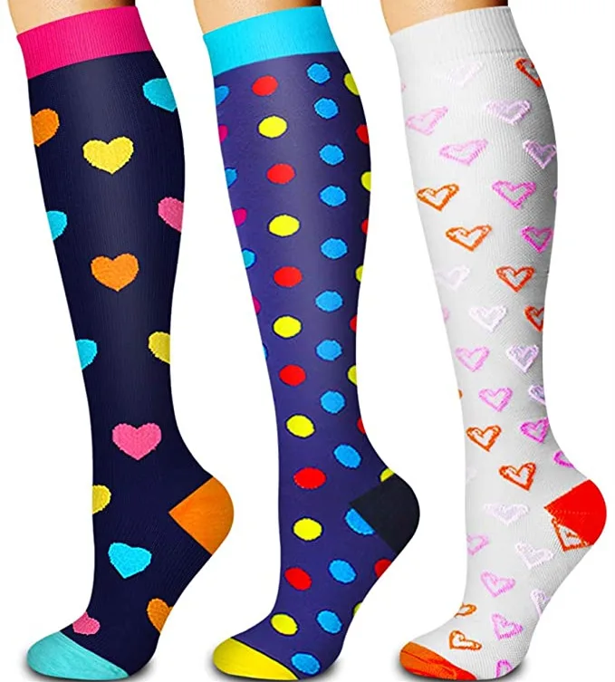 3/6/7/8 Pairs Lot Pack Women Men Elastic Sports Climbing Cycling Beautiful Leg Compression Socks Stockings Running Nurse Sox