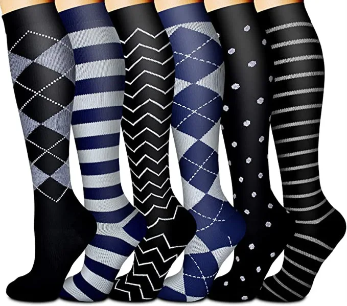 3/6/7/8 Pairs Lot Pack Women Men Elastic Sports Climbing Cycling Beautiful Leg Compression Socks Stockings Running Nurse Sox