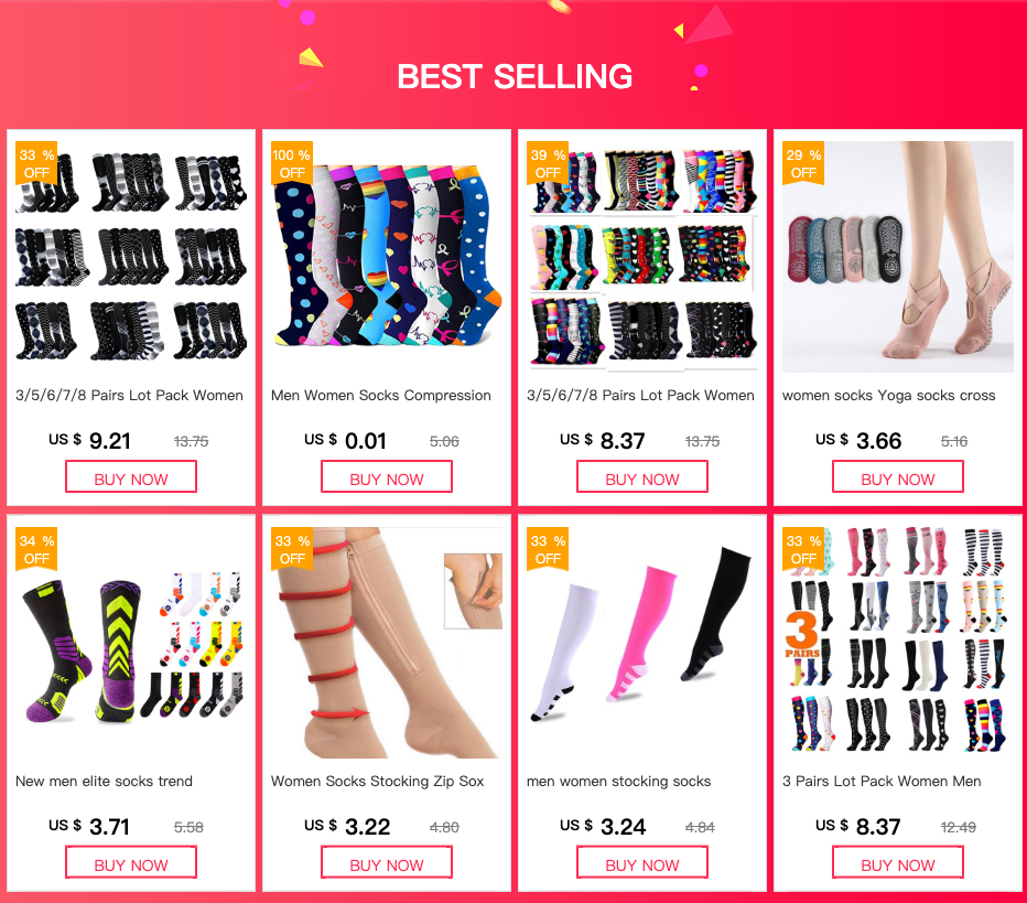 3/6/7/8 Pairs Lot Pack Women Men Elastic Sports Climbing Cycling Beautiful Leg Compression Socks Stockings Running Nurse Sox