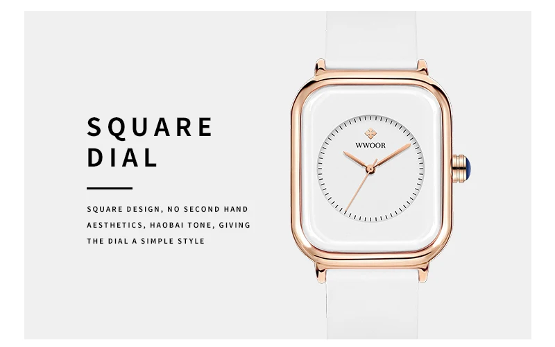 WWOOR Luxury Brand Watches For Women Fashion Square Purple Ladies Quartz Wristwatch Waterproof Silicone Band Relogio Feminino