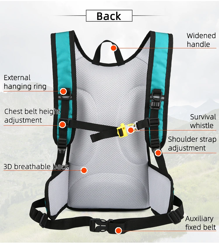 13L Bike Cycling Water Bag Backpack Outdoor Sport Running Climbing Hiking Hydration Bladder Storage Pack Waterproof Rucksack