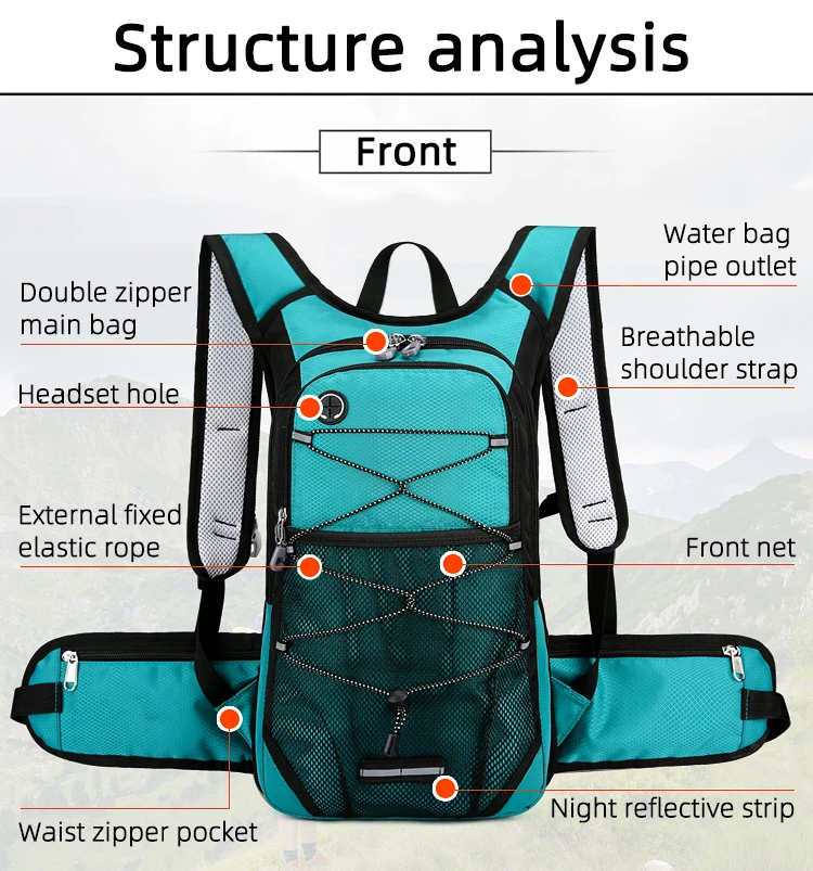 13L Bike Cycling Water Bag Backpack Outdoor Sport Running Climbing Hiking Hydration Bladder Storage Pack Waterproof Rucksack