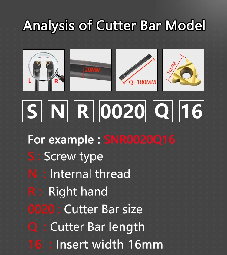 SNR0008K11 SNR/L0010K11 SNR/L0016Q16 SNR0020R22 SNR0025S22 Internal Thread Turning Tool SER SEL Lathe Cutter Bar CNC Tool Holder