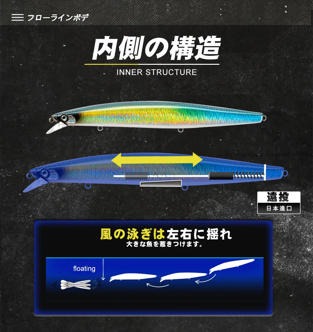 D1 Sea Fishing Lures 163mm 32g For Trout Wobbler Of Pike Floating Minnow Hard Swimbaits Spinning Lures Tackle DT5002