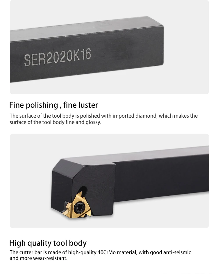SER1010H11 SER1212H16/11 SER1616H16/11 SER2020K SER2525M External Thread Turning Tool SER SEL Lathe Cutter Bar CNC Tool Holder
