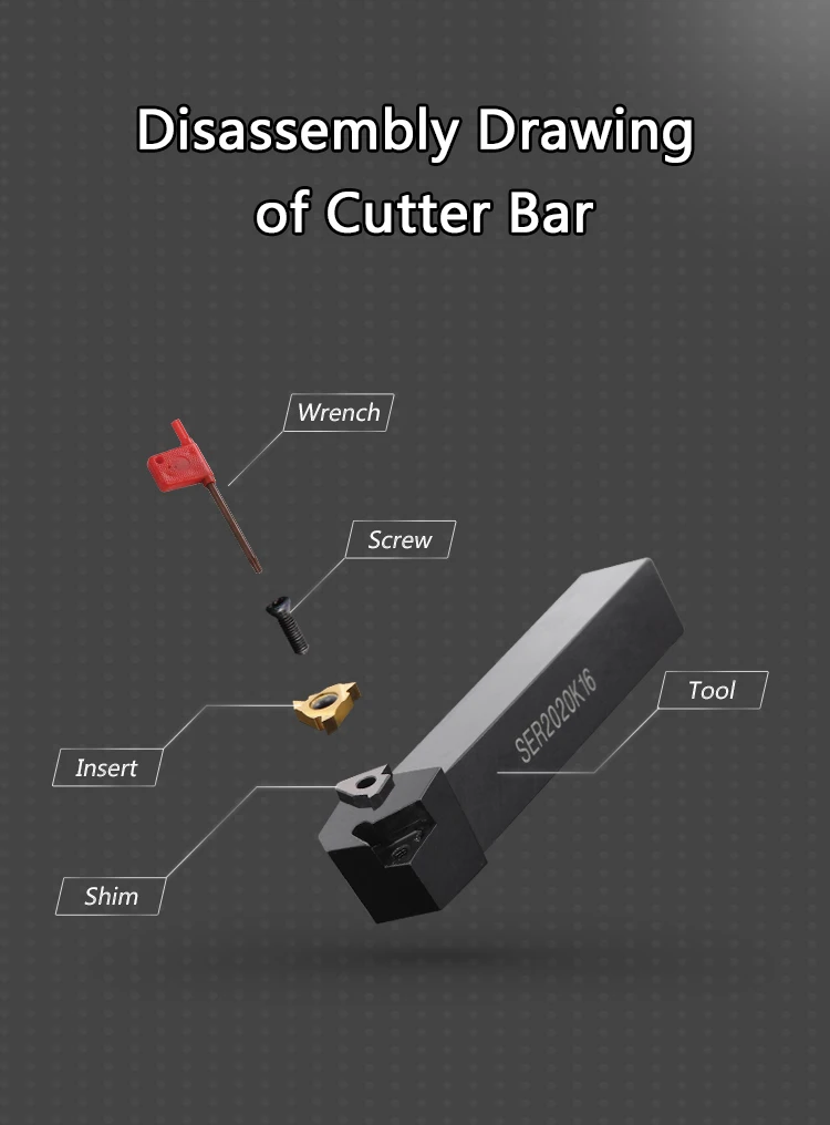 SER1010H11 SER1212H16/11 SER1616H16/11 SER2020K SER2525M External Thread Turning Tool SER SEL Lathe Cutter Bar CNC Tool Holder
