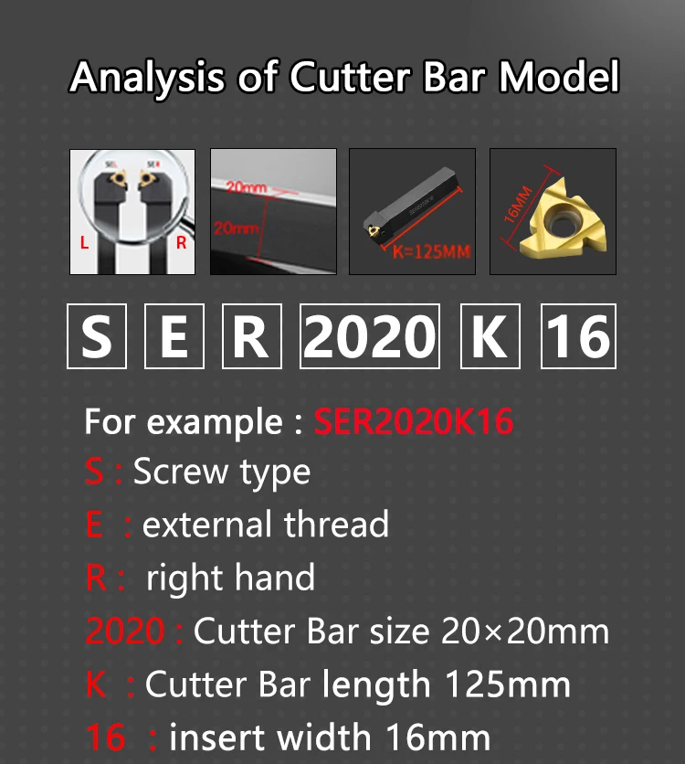 SER1010H11 SER1212H16/11 SER1616H16/11 SER2020K SER2525M External Thread Turning Tool SER SEL Lathe Cutter Bar CNC Tool Holder