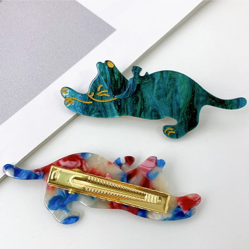 New Cute Cartoon Cat Hairpin Acetate Fiber Hair Clips Bangs Duckbill Clips for Womans Girls Fashion Barrettes Hair Accessories