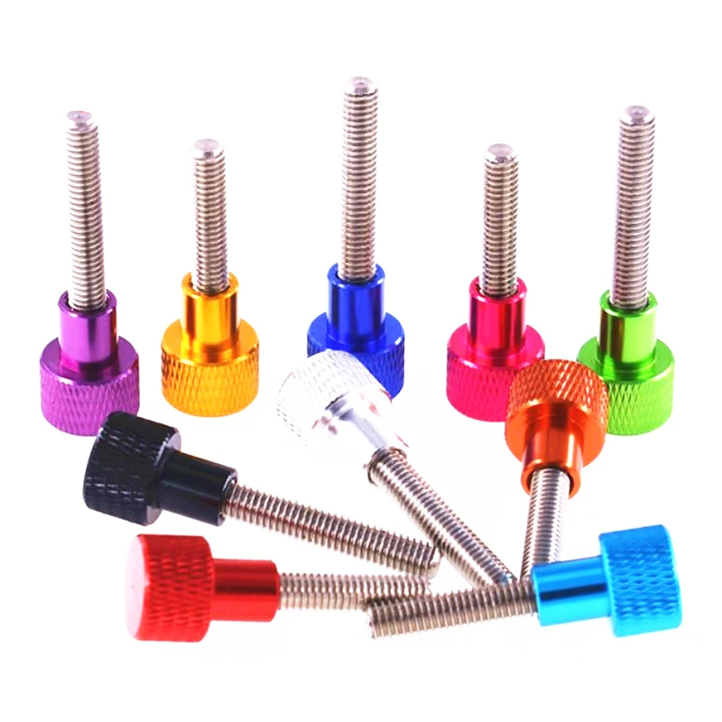 2pcs/lot M3 M4 M5 M6 Thumbscrew Aluminum Knurled Head Stainless Steel Thread Hand Tighten Thumb Screws