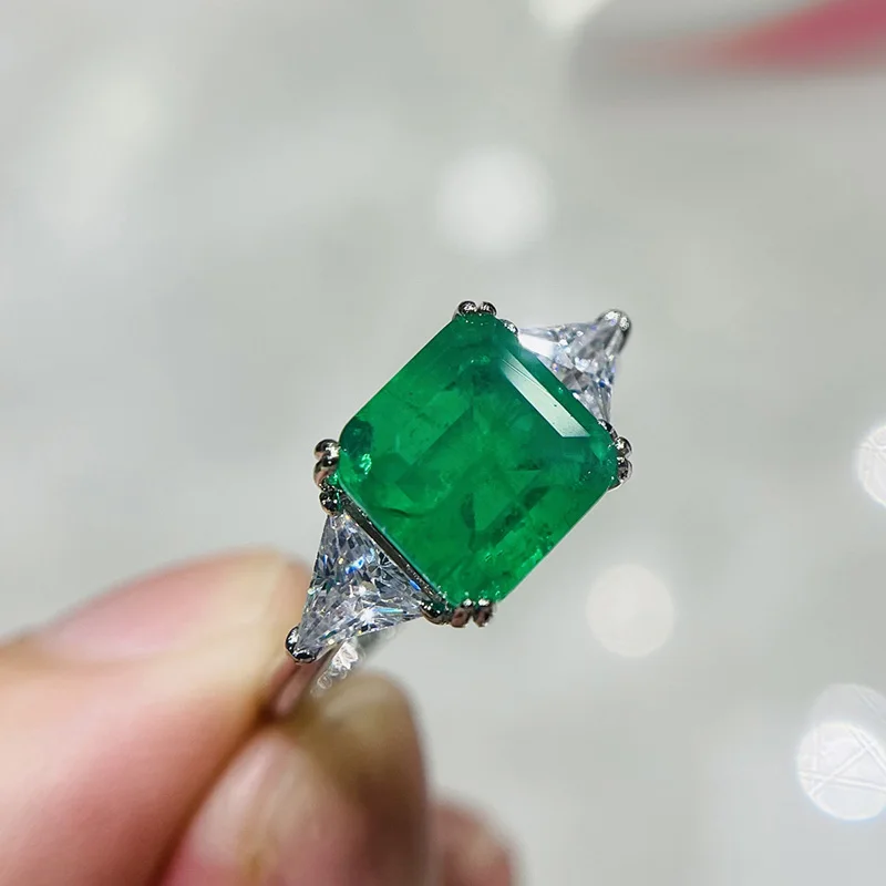 925 Sterling Silver Wedding Finger Rings For Women 9mmx9mm Paraiba Emerald Tourmaline Gemstone Ring Engagement Party Jewelry