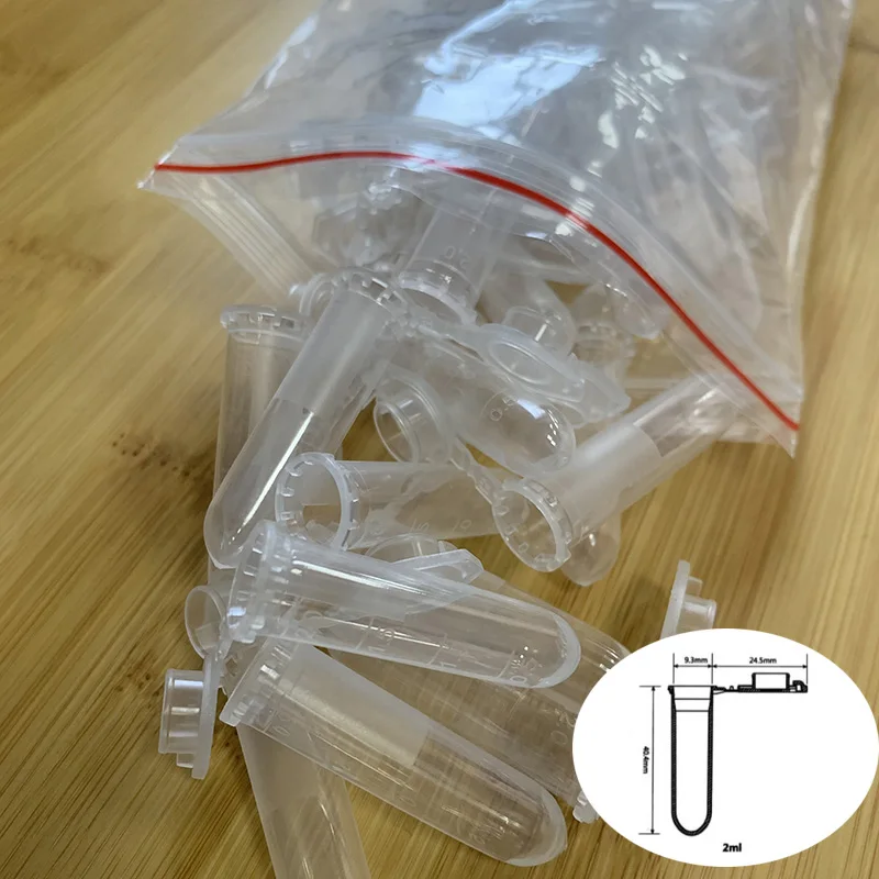 50 Pcs/set of 2ML Scientific Experiment Equipment Centrifuge Tube Transparent Plastic Sample Storage Container with Graduation