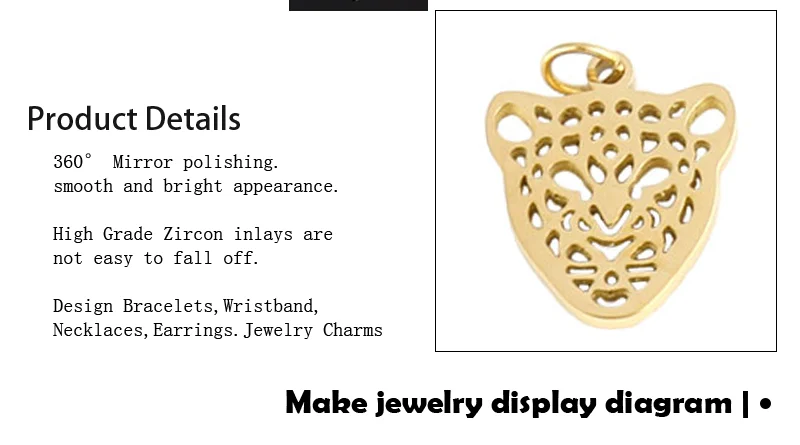 5pcs Stainless Steel Tiger Charms Fit Jewelry Making Animal Geometry Wolf Pendant Charms Makings Necklaces For DIY Handmade