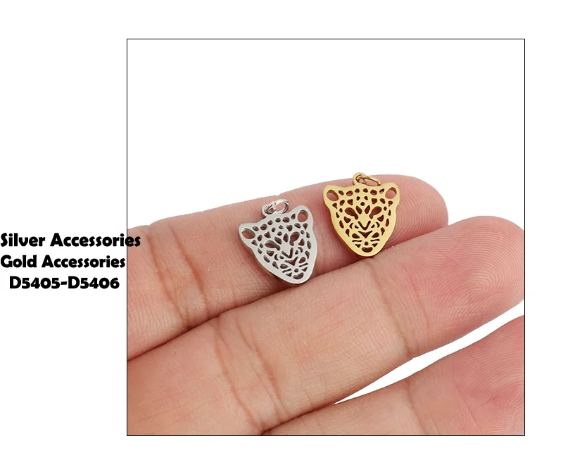 5pcs Stainless Steel Tiger Charms Fit Jewelry Making Animal Geometry Wolf Pendant Charms Makings Necklaces For DIY Handmade