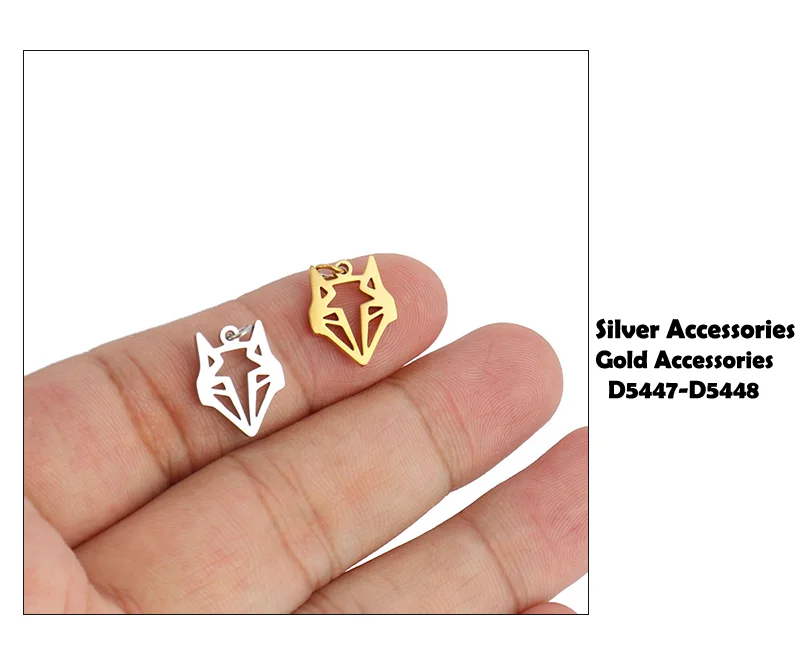 5pcs Stainless Steel Tiger Charms Fit Jewelry Making Animal Geometry Wolf Pendant Charms Makings Necklaces For DIY Handmade