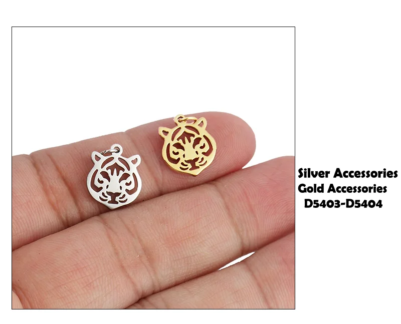 5pcs Stainless Steel Tiger Charms Fit Jewelry Making Animal Geometry Wolf Pendant Charms Makings Necklaces For DIY Handmade