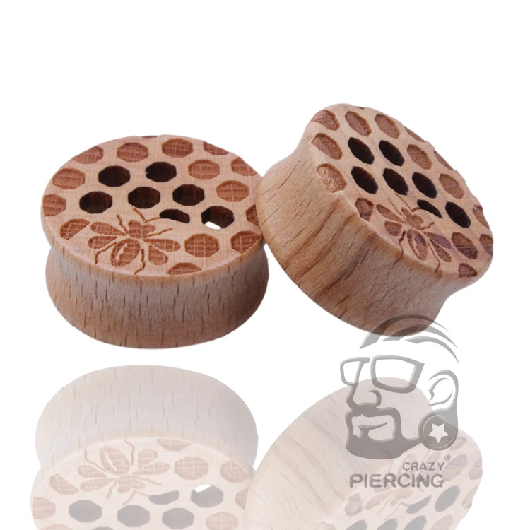 2pcs Wood Flesh Ear Plugs Tunnels Ear Piercings Earlets Saddle Woodern Earring Expander Gauge Double Flare Body Jewelry Piercing