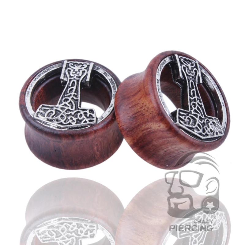 2pcs Wood Flesh Ear Plugs Tunnels Ear Piercings Earlets Saddle Woodern Earring Expander Gauge Double Flare Body Jewelry Piercing