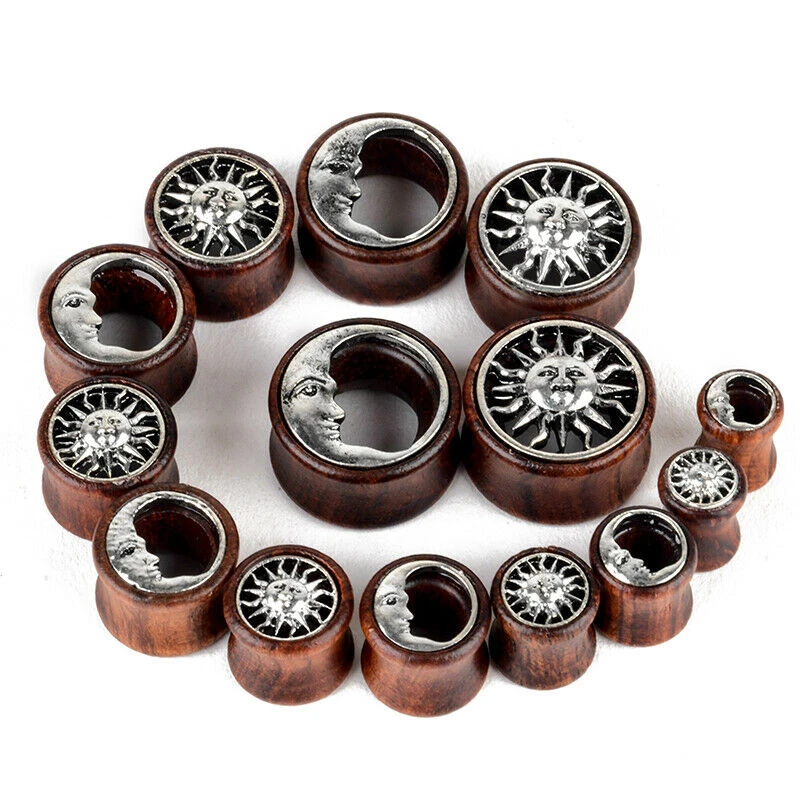 2pcs Wood Flesh Ear Plugs Tunnels Ear Piercings Earlets Saddle Woodern Earring Expander Gauge Double Flare Body Jewelry Piercing