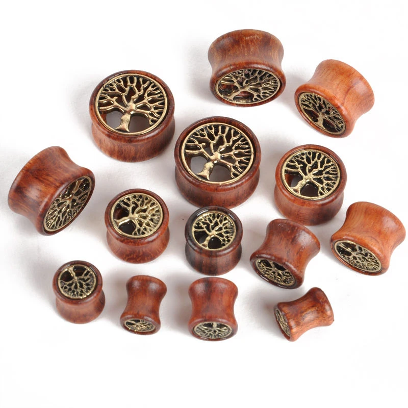 2pcs Wood Flesh Ear Plugs Tunnels Ear Piercings Earlets Saddle Woodern Earring Expander Gauge Double Flare Body Jewelry Piercing