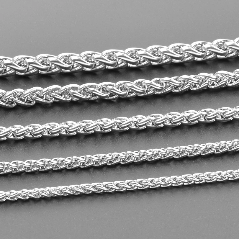Width 3/4/5/6/7mm Stainless Steel Necklace For Women Men Link Chain Around Neck Decoration Rainbow Silver Color Trendy Necklaces