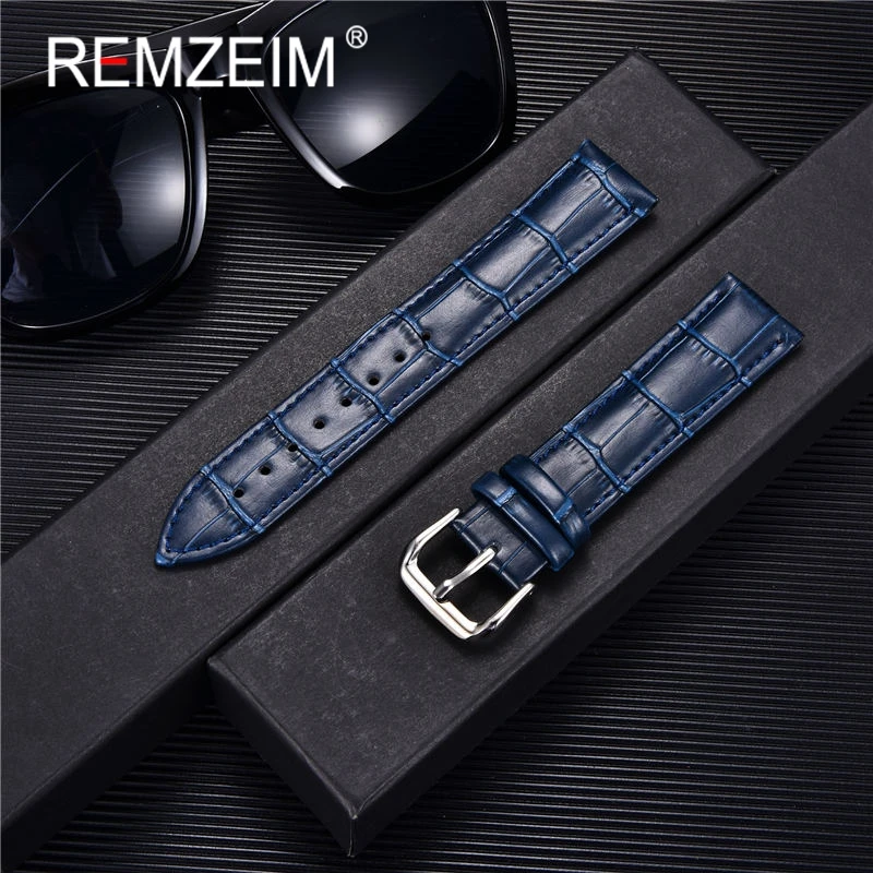 Genuine Leather Watchbands 14/16/18/20/22mm Watch Band Strap Steel Pin Buckle High Quality Wrist Belt Bracelet + Tool