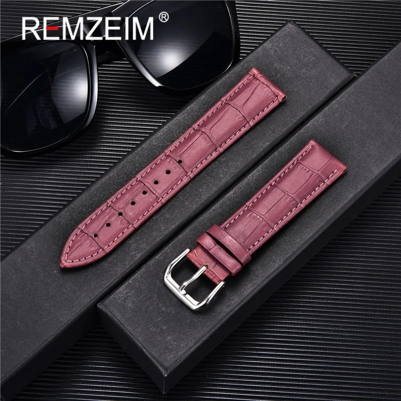 Genuine Leather Watchbands 14/16/18/20/22mm Watch Band Strap Steel Pin Buckle High Quality Wrist Belt Bracelet + Tool