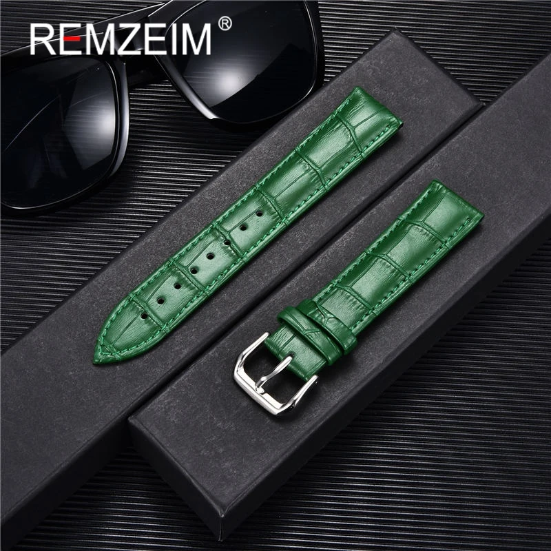 Genuine Leather Watchbands 14/16/18/20/22mm Watch Band Strap Steel Pin Buckle High Quality Wrist Belt Bracelet + Tool