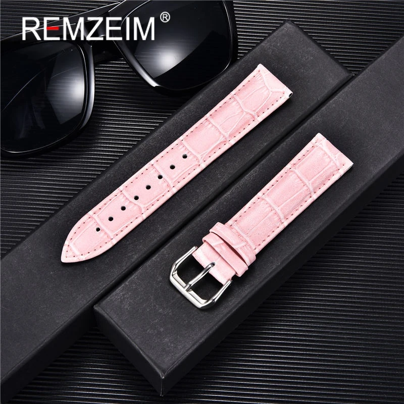 Genuine Leather Watchbands 14/16/18/20/22mm Watch Band Strap Steel Pin Buckle High Quality Wrist Belt Bracelet + Tool