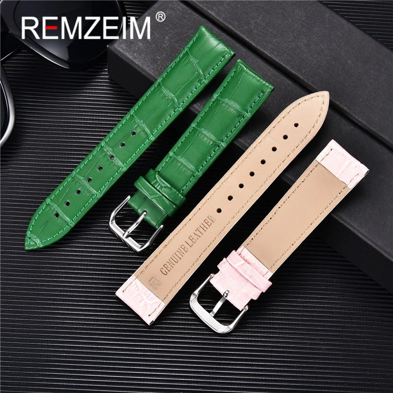 Genuine Leather Watchbands 14/16/18/20/22mm Watch Band Strap Steel Pin Buckle High Quality Wrist Belt Bracelet + Tool