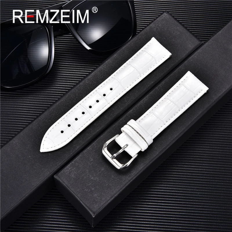 Genuine Leather Watchbands 14/16/18/20/22mm Watch Band Strap Steel Pin Buckle High Quality Wrist Belt Bracelet + Tool