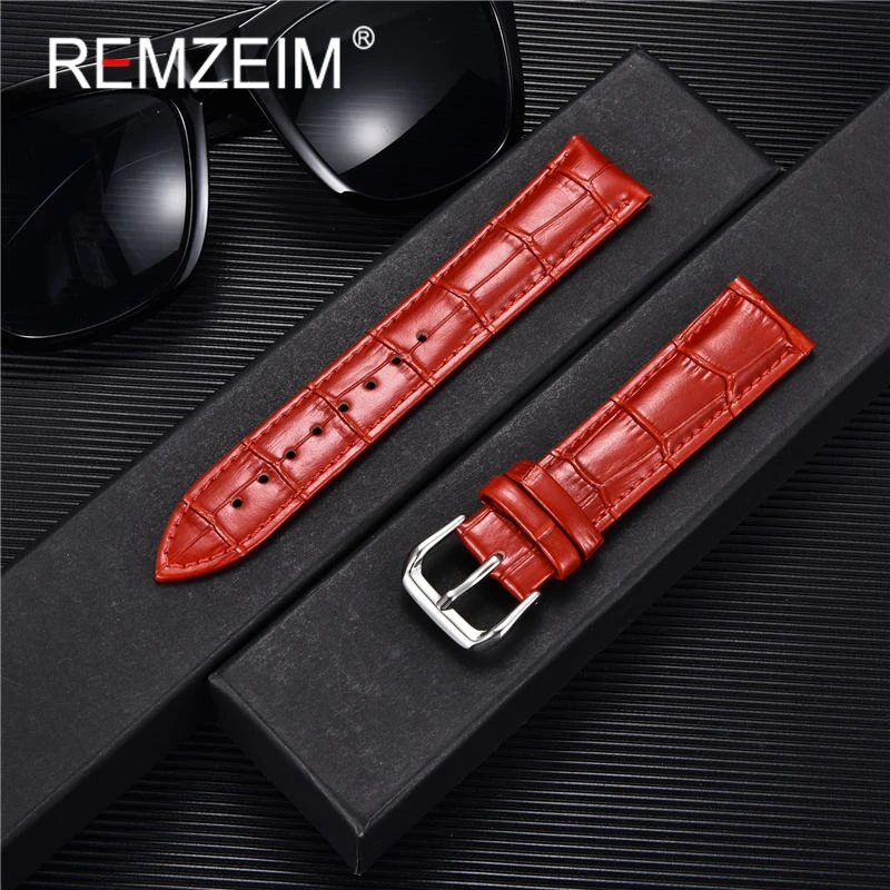 Genuine Leather Watchbands 14/16/18/20/22mm Watch Band Strap Steel Pin Buckle High Quality Wrist Belt Bracelet + Tool
