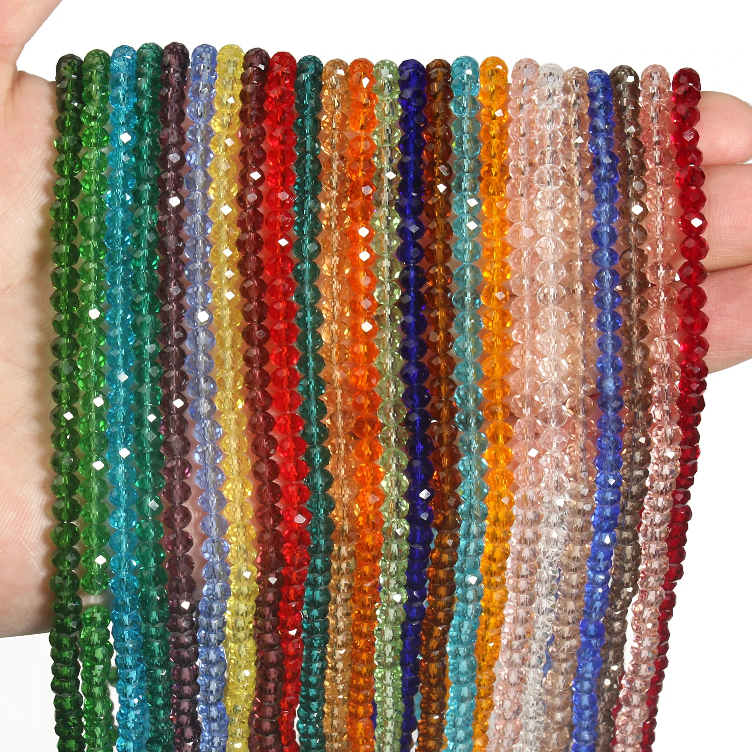 2mm/3mm/4mm Mixed Color Clear Crystal Rondel Beads Faceted Glass Spacer Beads For Jewelry Making DIY Bracelet Necklace Supplies