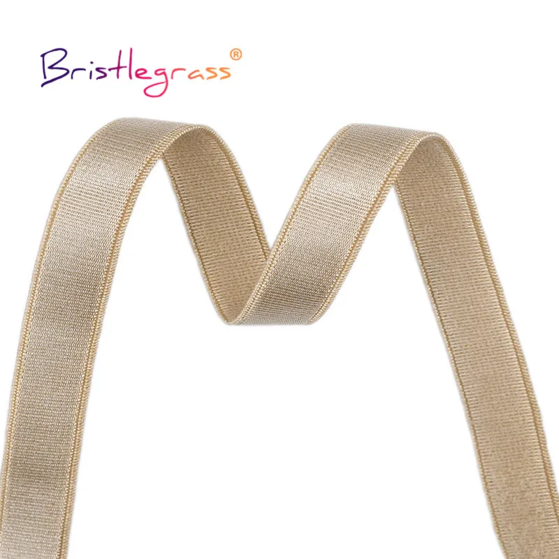 BRISTLEGRASS 2 5 10 Yard 3/8" 10mm Shiny Bra Strap Elastic Band Nylon Spandex Shoulder Tape Underwear Lingerie Dress Sewing Trim