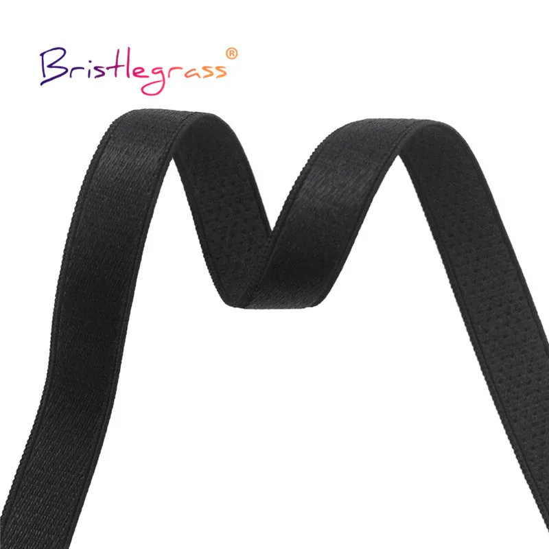 BRISTLEGRASS 2 5 10 Yard 3/8" 10mm Shiny Bra Strap Elastic Band Nylon Spandex Shoulder Tape Underwear Lingerie Dress Sewing Trim
