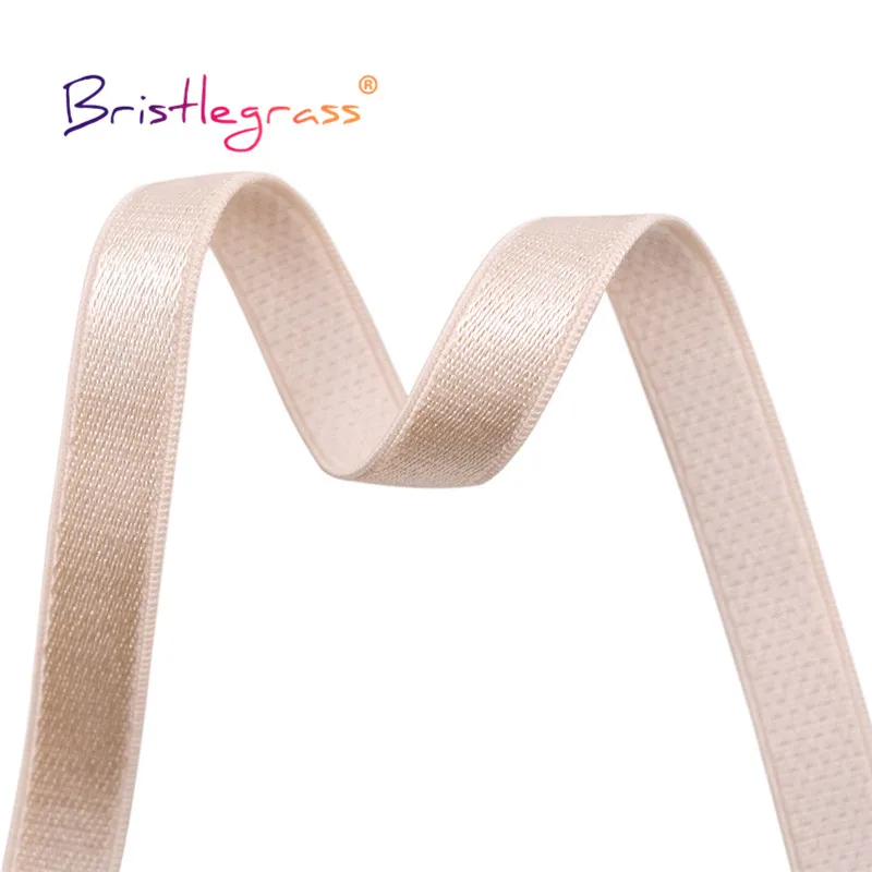 BRISTLEGRASS 2 5 10 Yard 3/8" 10mm Shiny Bra Strap Elastic Band Nylon Spandex Shoulder Tape Underwear Lingerie Dress Sewing Trim
