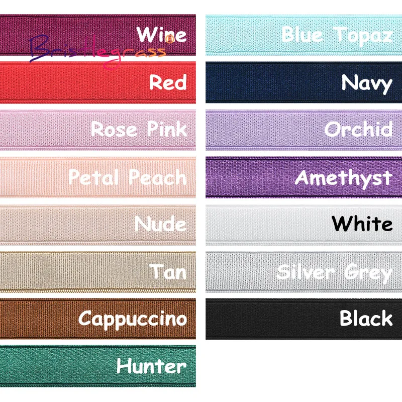 BRISTLEGRASS 2 5 10 Yard 3/8" 10mm Shiny Bra Strap Elastic Band Nylon Spandex Shoulder Tape Underwear Lingerie Dress Sewing Trim