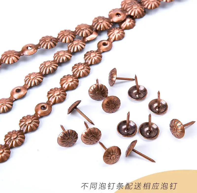 1M Upholstery Nail Strips 11mm Iron Decorative Nail Trims Tapes for Sofa Chair Door Suitcases Furniture Hardware Tacks Fasteners